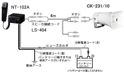 車載用アンプセット S-NT102A-A 配線イメージ