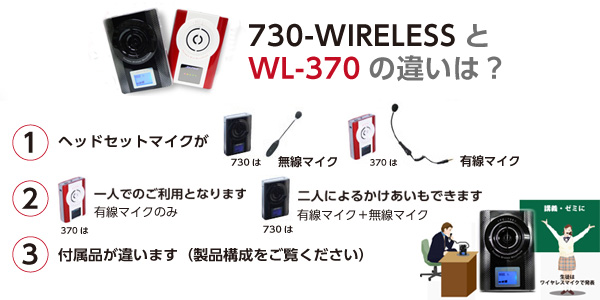 ポータブルハンズフリーマイクWL-730 (WIRELESS)とWL-370の違いは？