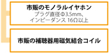 市販のモノラルイヤホン、補聴器用磁気結合コイル