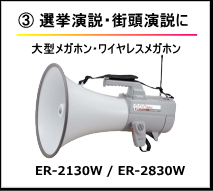 選挙演説・該当演説に 大型メガホン・ワイヤレスメガホン