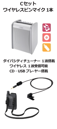 JVC ワイヤレスアンプ ダイバシティ CD,USB付 Cセット